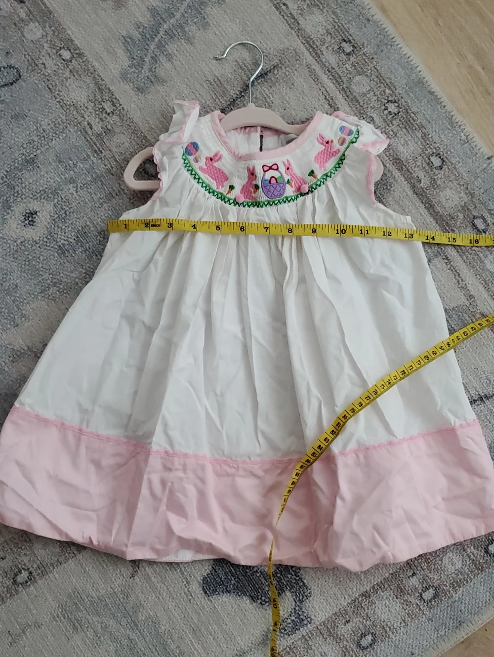 Lil Cactus Girls Easter Bunny Smocked Flutter Sleeve Bunny Dress Sz3T